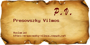 Presovszky Vilmos névjegykártya